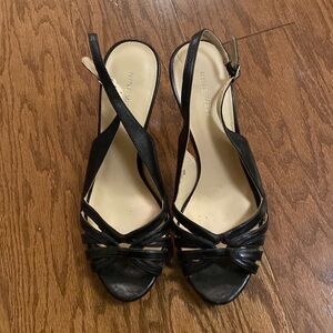 Nine West Heeled Sandals, Black, Leather Uppers, Size 8M, like new
